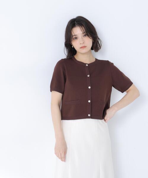 NATURAL BEAUTY BASIC（ナチュラルビューティーベーシック）の「【追加生産】シルクブレンドカーディガン半袖（カーディガン/ボレロ・レディース・ピンク/ダークブラウン/ネイビー/レッド・ﾌﾘ-/FREE）」の22枚目の写真