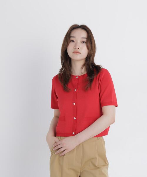 NATURAL BEAUTY BASIC（ナチュラルビューティーベーシック）の「【追加生産】シルクブレンドカーディガン半袖（カーディガン/ボレロ・レディース・ピンク/ダークブラウン/ネイビー/レッド・ﾌﾘ-/FREE）」の19枚目の写真