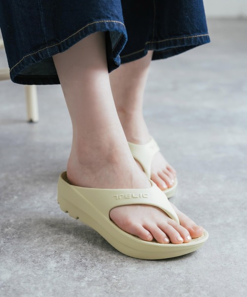 TELIC（テリック）の「TELIC テリック W-FLIPFLOP 軽量 厚底リカバリーサンダル/トングサンダル（サンダル・レディース・ライトグリーン/アイボリー/ライトブルー/ライトグレー/ブラック・S/M）」の22枚目の写真