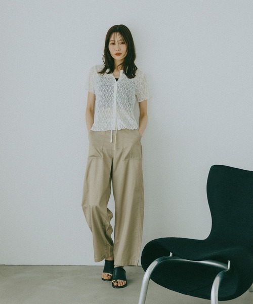 GLOBAL WORK（グローバルワーク）の「GOODチノベイカー冷感パンツ/666403（その他パンツ・レディース・チャコールグレー/ベージュ/ブラック/カーキ・LARGE/SMALL/MEDIUM）」の12枚目の写真