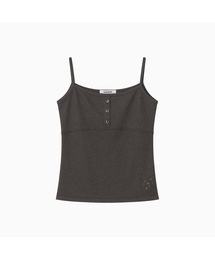 STITCH BUTTON SLEEVELESS, BROWN