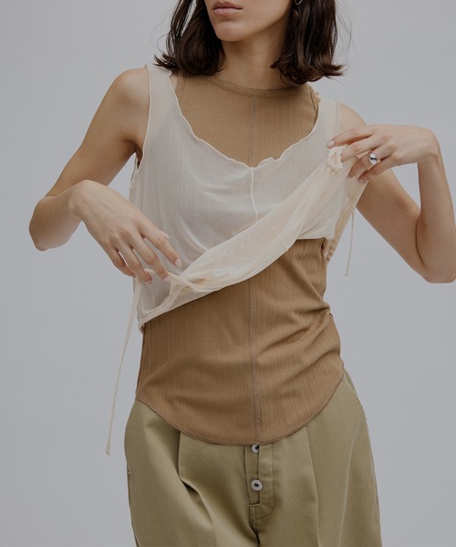 Ameri(アメリ)の「MEDI SET PACK TANK TOP(タンクトップ・レディース・ベージュ/ライトブルー/ブラック・MEDIUM/SMALL)」の2枚目の写真