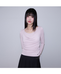 Drape Layered Halter Long Sleeve [Pink]