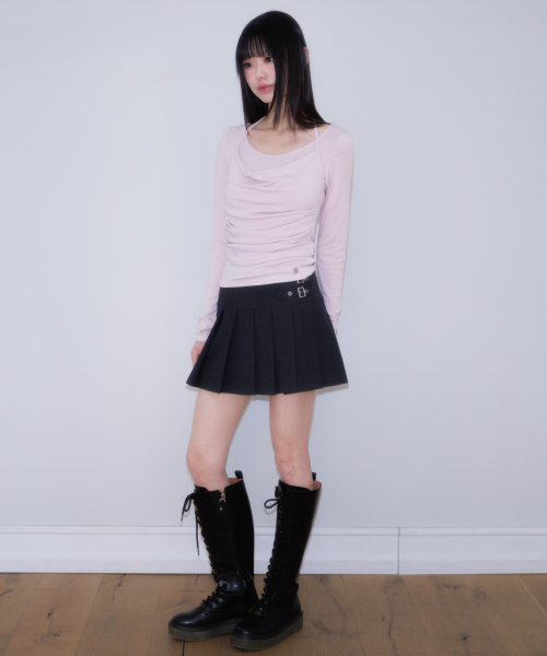 ROSEFRANTZ（ロゼフランツ）の「Drape Layered Halter Long Sleeve [Pink]（Tシャツ/カットソー・レディース・PINK・OS）」の2枚目の写真