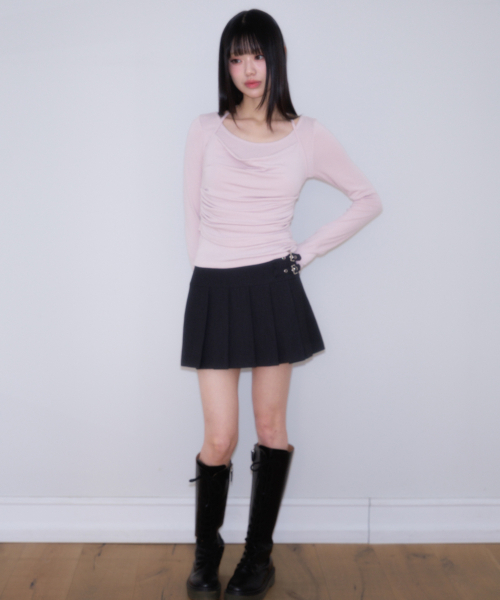 ROSEFRANTZ（ロゼフランツ）の「Drape Layered Halter Long Sleeve [Pink]（Tシャツ/カットソー・レディース・PINK・OS）」の3枚目の写真