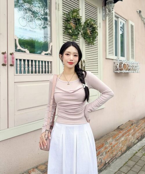 ROSEFRANTZ（ロゼフランツ）の「Drape Layered Halter Long Sleeve [Pink]（Tシャツ/カットソー・レディース・PINK・OS）」の5枚目の写真