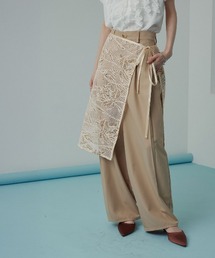 【W:Huku / メッシュ エンブロイダリー】ラップ スパンコール スカート / Mesh Embroidered Wrap Skirt