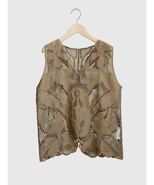FIKA.(フィーカ)の「Floral lace vest(ベスト・レディース・オフホワイト/ダークブラウン/ブラック・MEDIUM)」の6枚目の写真
