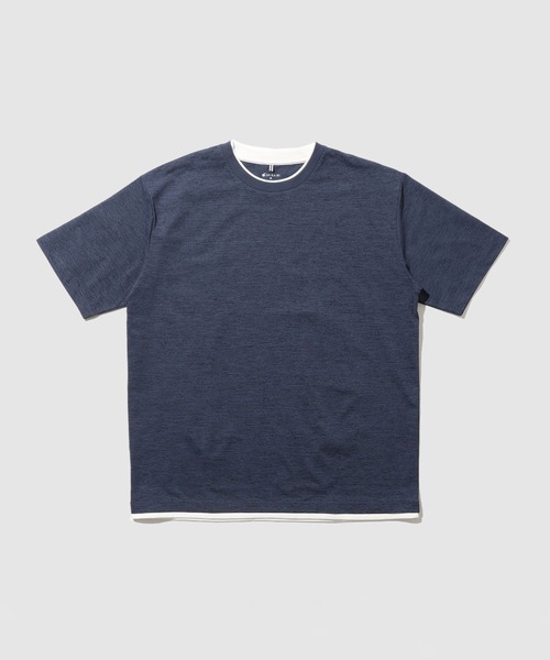 NAVY（ネイビー）の「【SARARI /サラリ】接触冷感 速乾 テックテンジク ダブルクルーネックTシャツ（Tシャツ/カットソー・メンズ・ベージュ/ネイビー/ブラック/グレー・XL/S/L/M）」の4枚目の写真