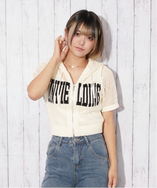 GORGE(ゴージ)の「《メッシュ・涼しげ》ロゴジップパーカー/ストリート×カジュアル/春夏/全3色(パーカー・レディース・オフホワイト/グレー/ブラック・F)」の11枚目の写真