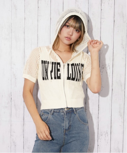 GORGE(ゴージ)の「《メッシュ・涼しげ》ロゴジップパーカー/ストリート×カジュアル/春夏/全3色(パーカー・レディース・オフホワイト/グレー/ブラック・F)」の12枚目の写真