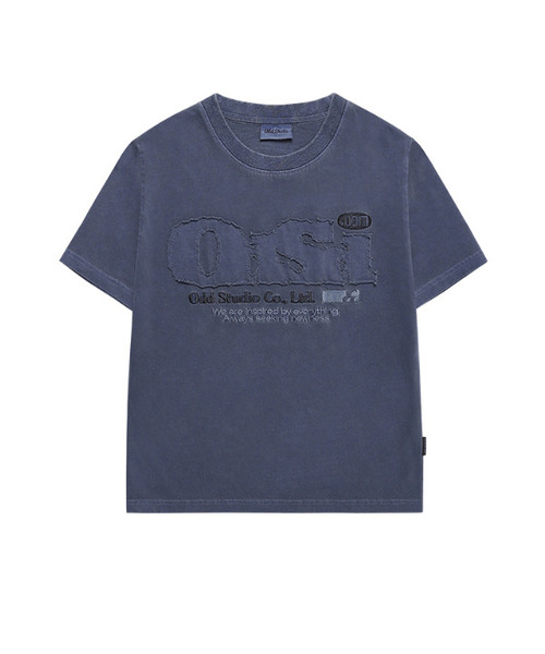 ODD STUDIO(オッドスタジオ)の「ODSD ピグメントダメージTシャツ - NAVY(Tシャツ/カットソー・レディース・ネイビー・L/M/ONE SIZE)」の1枚目の写真