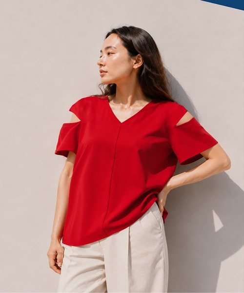 Brown&Street(ブラウンアンドストリート)の「リネンブレンドショルダートップス(シャツ/ブラウス・レディース・ホワイト/ブラック/レッド・FREE)」の8枚目の写真