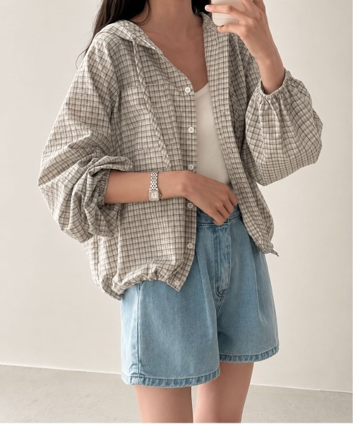 ammy.（エイミードット）の「【 ammy. / エイミードット 】 チェック柄 ルーズフィット シャツ（シャツ/ブラウス・レディース・ホワイト/チャコールグレー・FREE）」の5枚目の写真
