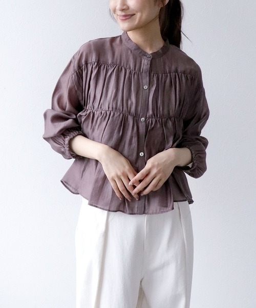Jines(ジネス)の「とろみラッフルブラウス(シャツ/ブラウス・レディース・ホワイト/ベージュ/ラベンダー・38)」の3枚目の写真