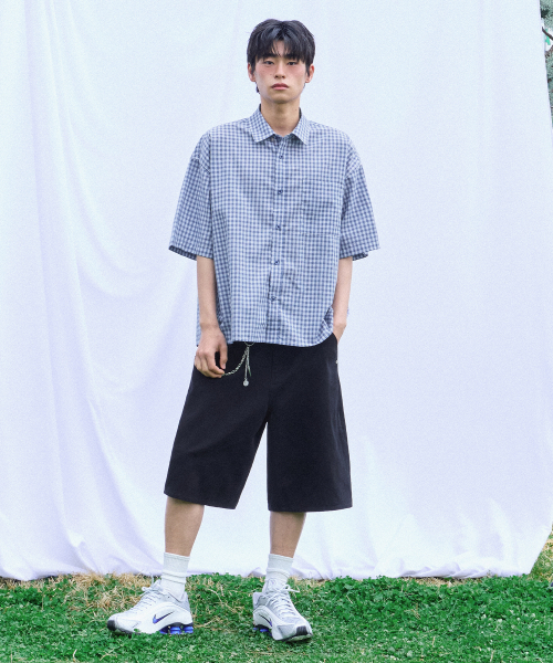 F.ILLUMINATE(フィルミネイト)の「セミクロップチェックハーフシャツ-スカイブルー(シャツ/ブラウス・メンズ・その他・SMALL/MEDIUM/LARGE)」の14枚目の写真