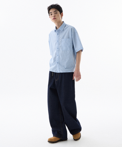 F.ILLUMINATE(フィルミネイト)の「セミクロップチェックハーフシャツ-スカイブルー(シャツ/ブラウス・メンズ・その他・SMALL/MEDIUM/LARGE)」の13枚目の写真