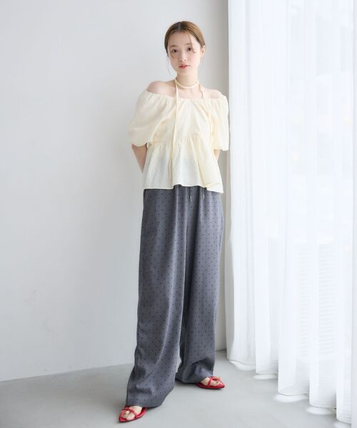 RETRO GIRL(レトロガール)の「チョーカー付2wayペプラムブラウス(シャツ/ブラウス・レディース・ナチュラル/ブラック/イエロー・FREE)」の9枚目の写真