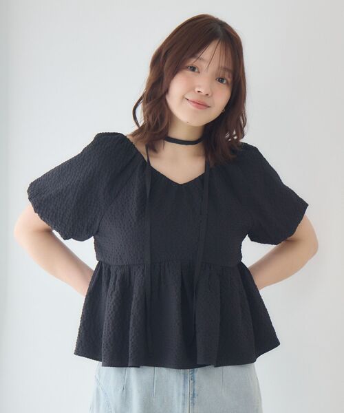RETRO GIRL(レトロガール)の「チョーカー付2wayペプラムブラウス(シャツ/ブラウス・レディース・ナチュラル/ブラック/イエロー・FREE)」の18枚目の写真