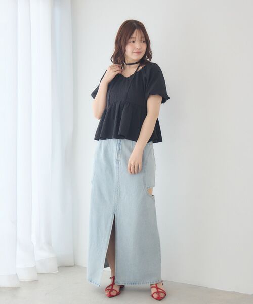 RETRO GIRL(レトロガール)の「チョーカー付2wayペプラムブラウス(シャツ/ブラウス・レディース・ナチュラル/ブラック/イエロー・FREE)」の19枚目の写真