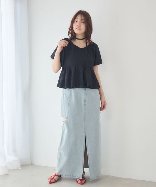 RETRO GIRL(レトロガール)の「チョーカー付2wayペプラムブラウス(シャツ/ブラウス・レディース・ナチュラル/ブラック/イエロー・FREE)」の20枚目の写真