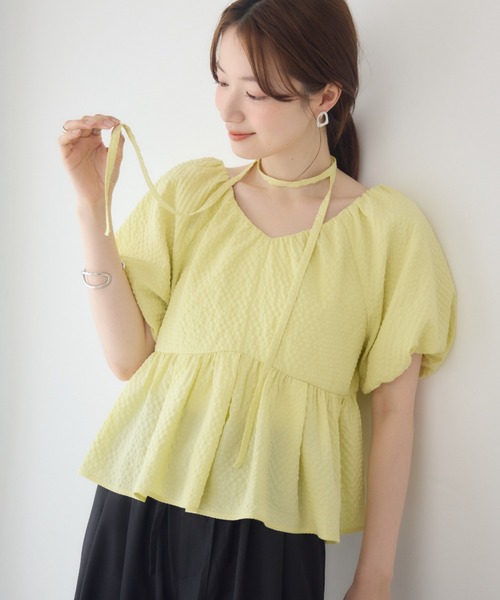 RETRO GIRL(レトロガール)の「チョーカー付2wayペプラムブラウス(シャツ/ブラウス・レディース・ナチュラル/ブラック/イエロー・FREE)」の3枚目の写真