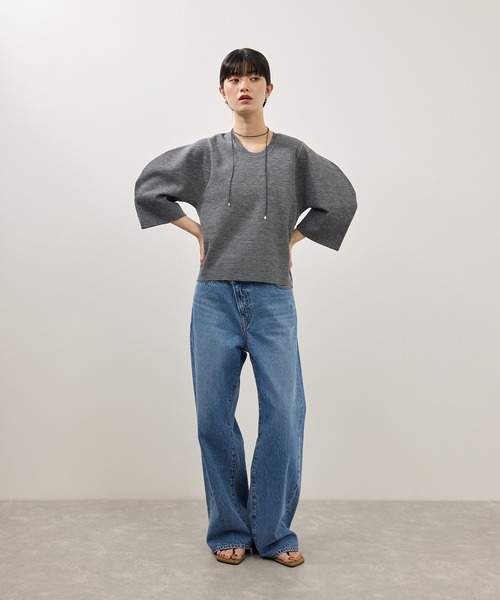 ADAM ET ROPE'(アダムエロペ)の「【サステナブル】ダブルフェイスニットトップス(ニット/セーター・レディース・ブラック/チャコールグレー/レッド・FREE)」の22枚目の写真