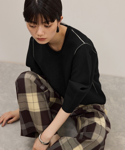 ADAM ET ROPE'(アダムエロペ)の「【サステナブル】ダブルフェイスニットトップス(ニット/セーター・レディース・ブラック/チャコールグレー/レッド・FREE)」の19枚目の写真