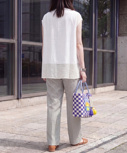 SELECT LEVERY(セレクトリベリー)の「シアードッキングレイヤードTシャツ(Tシャツ/カットソー・レディース・グレー/アイボリー/ブラック・FREE)」の6枚目の写真