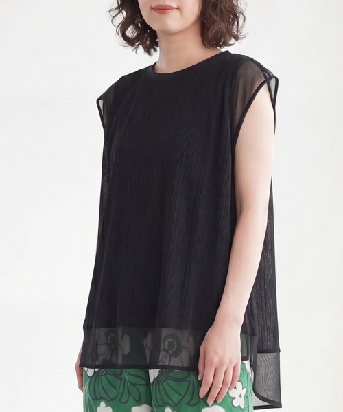 SELECT LEVERY(セレクトリベリー)の「シアードッキングレイヤードTシャツ(Tシャツ/カットソー・レディース・グレー/アイボリー/ブラック・FREE)」の13枚目の写真
