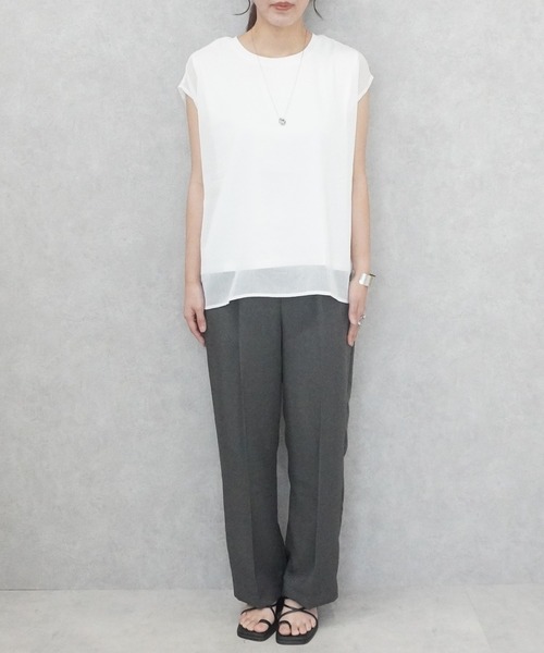 SELECT LEVERY(セレクトリベリー)の「シアードッキングレイヤードTシャツ(Tシャツ/カットソー・レディース・グレー/アイボリー/ブラック・FREE)」の17枚目の写真