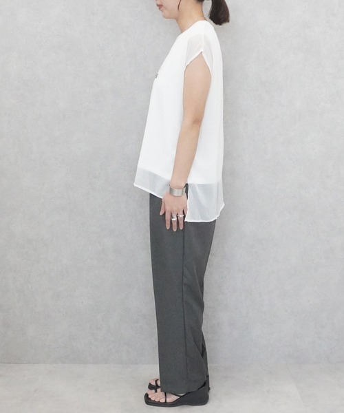 SELECT LEVERY(セレクトリベリー)の「シアードッキングレイヤードTシャツ(Tシャツ/カットソー・レディース・グレー/アイボリー/ブラック・FREE)」の18枚目の写真