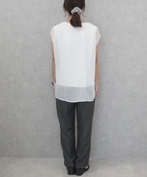 SELECT LEVERY(セレクトリベリー)の「シアードッキングレイヤードTシャツ(Tシャツ/カットソー・レディース・グレー/アイボリー/ブラック・FREE)」の19枚目の写真