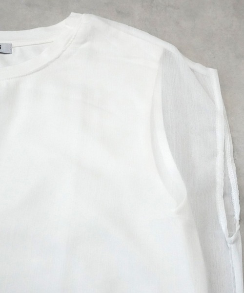 SELECT LEVERY(セレクトリベリー)の「シアードッキングレイヤードTシャツ(Tシャツ/カットソー・レディース・グレー/アイボリー/ブラック・FREE)」の22枚目の写真