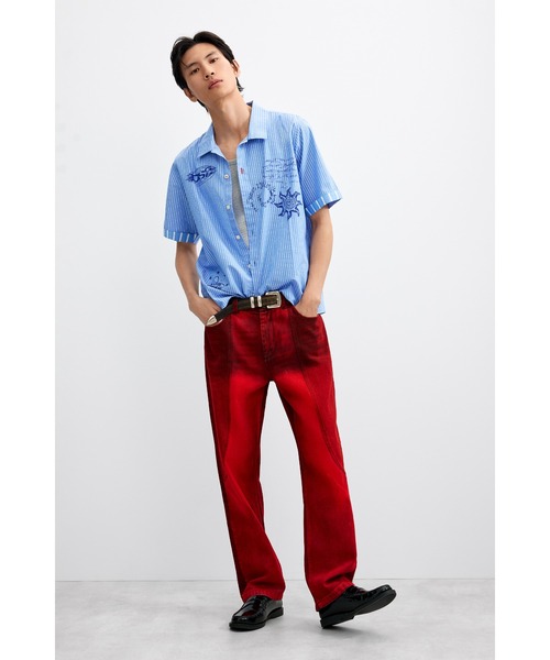 Desigual(デシグアル)の「ストライプ グラフィック 半袖シャツ【2026-2027年秋冬新作】(シャツ/ブラウス・メンズ・ブルー・L/M/S)」の5枚目の写真