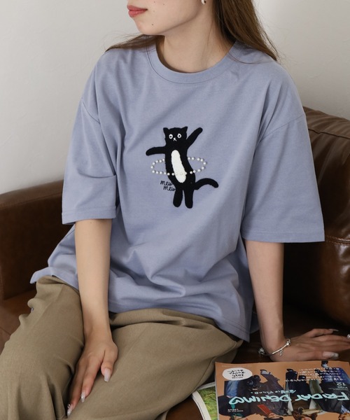 FUNALIVE(ファンアライブ)の「フラフープネコプルオーバー 半端袖(Tシャツ/カットソー・レディース・イエロー/オフホワイト/ライトブルー・M/L)」の2枚目の写真