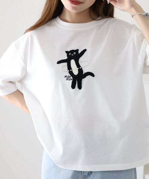 FUNALIVE(ファンアライブ)の「フラフープネコプルオーバー 半端袖(Tシャツ/カットソー・レディース・イエロー/オフホワイト/ライトブルー・M/L)」の4枚目の写真