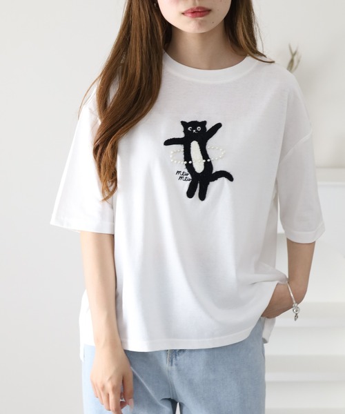 FUNALIVE(ファンアライブ)の「フラフープネコプルオーバー 半端袖(Tシャツ/カットソー・レディース・イエロー/オフホワイト/ライトブルー・M/L)」の5枚目の写真