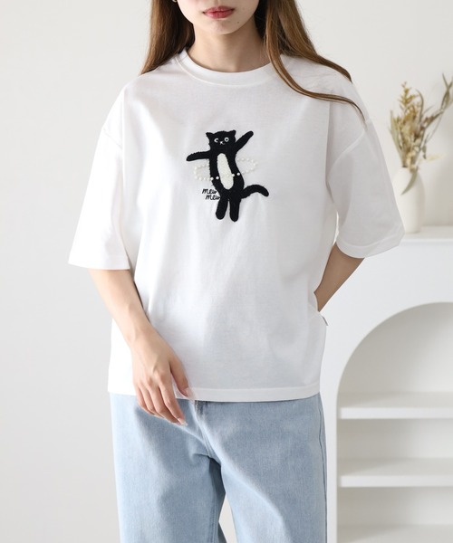 FUNALIVE(ファンアライブ)の「フラフープネコプルオーバー 半端袖(Tシャツ/カットソー・レディース・イエロー/オフホワイト/ライトブルー・M/L)」の7枚目の写真