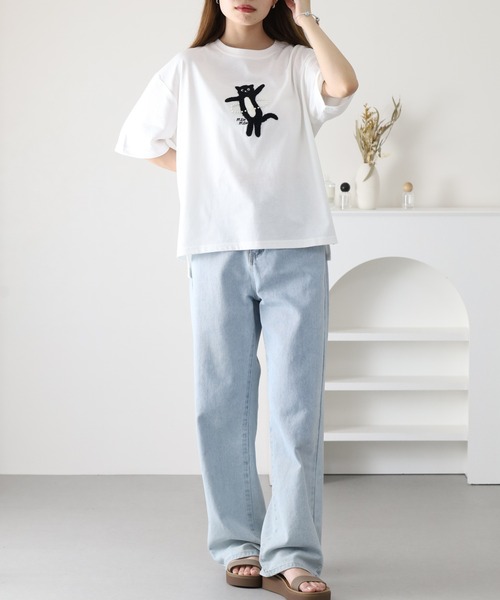 FUNALIVE(ファンアライブ)の「フラフープネコプルオーバー 半端袖(Tシャツ/カットソー・レディース・イエロー/オフホワイト/ライトブルー・M/L)」の8枚目の写真