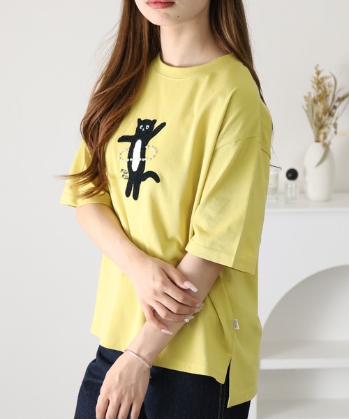 FUNALIVE(ファンアライブ)の「フラフープネコプルオーバー 半端袖(Tシャツ/カットソー・レディース・イエロー/オフホワイト/ライトブルー・M/L)」の16枚目の写真