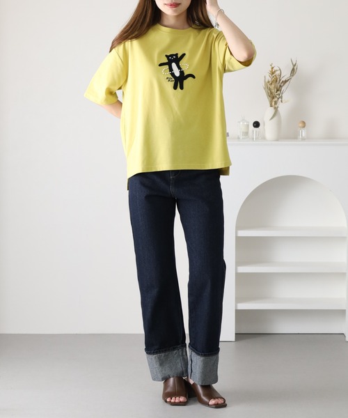 FUNALIVE(ファンアライブ)の「フラフープネコプルオーバー 半端袖(Tシャツ/カットソー・レディース・イエロー/オフホワイト/ライトブルー・M/L)」の21枚目の写真
