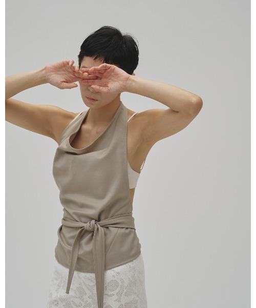 TODAYFUL(トゥデイフル)の「Halterneck Wrap Tops(Tシャツ/カットソー・レディース・ブラック/セージグリーン・FREE)」の9枚目の写真