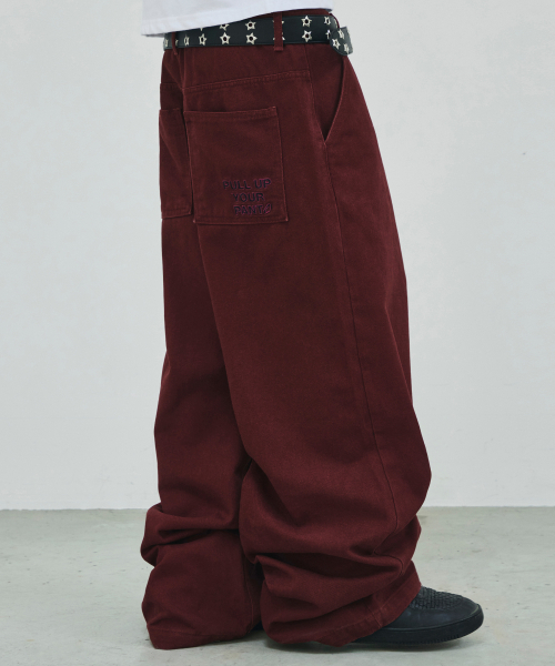 SCALLYWAG（スカリーワグ）の「[リュジョンラン × スケリーワック] プルアップストレートコットンパンツ[ワイン]（その他パンツ・レディース・その他・MEDIUM/LARGE/X-LARGE）」の2枚目の写真