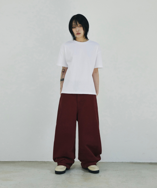 SCALLYWAG（スカリーワグ）の「[リュジョンラン × スケリーワック] プルアップストレートコットンパンツ[ワイン]（その他パンツ・レディース・その他・MEDIUM/LARGE/X-LARGE）」の3枚目の写真