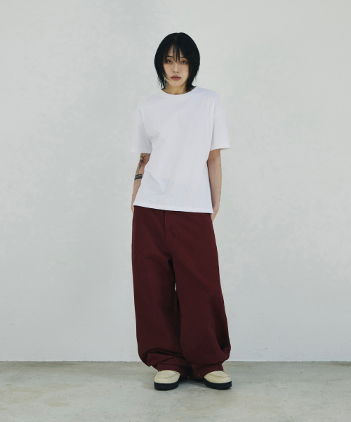 SCALLYWAG（スカリーワグ）の「[リュジョンラン × スケリーワック] プルアップストレートコットンパンツ[ワイン]（その他パンツ・レディース・その他・MEDIUM/LARGE/X-LARGE）」の4枚目の写真