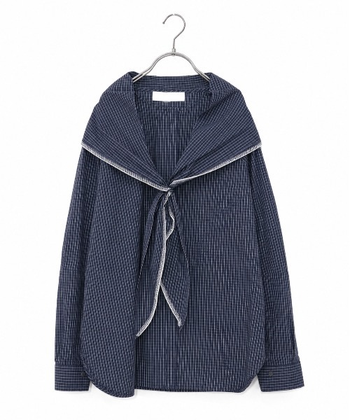Marilyn Moon(マリリンムーン)の「modern tie raglan blouse(シャツ/ブラウス・レディース・ホワイト/ホワイト×ブラック/ネイビー/ブラック・FREE)」の4枚目の写真
