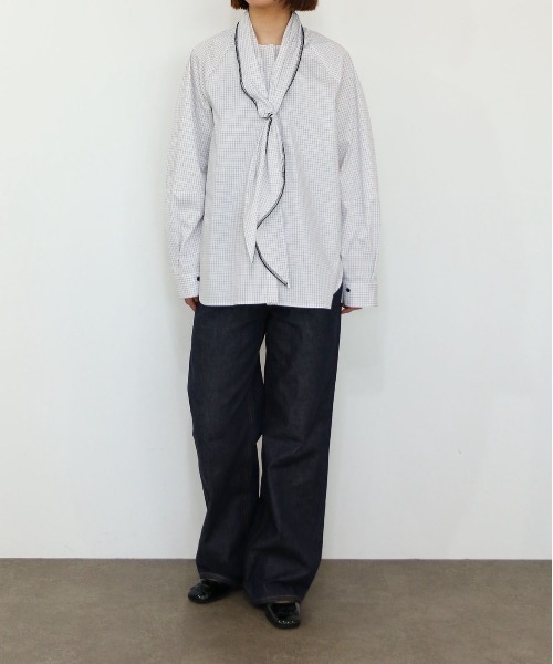Marilyn Moon(マリリンムーン)の「modern tie raglan blouse(シャツ/ブラウス・レディース・ホワイト/ホワイト×ブラック/ネイビー/ブラック・FREE)」の9枚目の写真