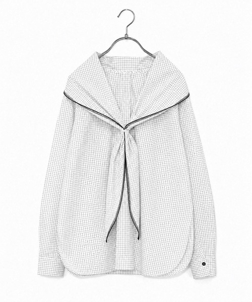 Marilyn Moon(マリリンムーン)の「modern tie raglan blouse(シャツ/ブラウス・レディース・ホワイト/ホワイト×ブラック/ネイビー/ブラック・FREE)」の20枚目の写真