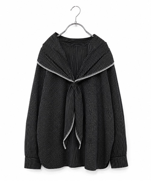 Marilyn Moon(マリリンムーン)の「modern tie raglan blouse(シャツ/ブラウス・レディース・ホワイト/ホワイト×ブラック/ネイビー/ブラック・FREE)」の21枚目の写真